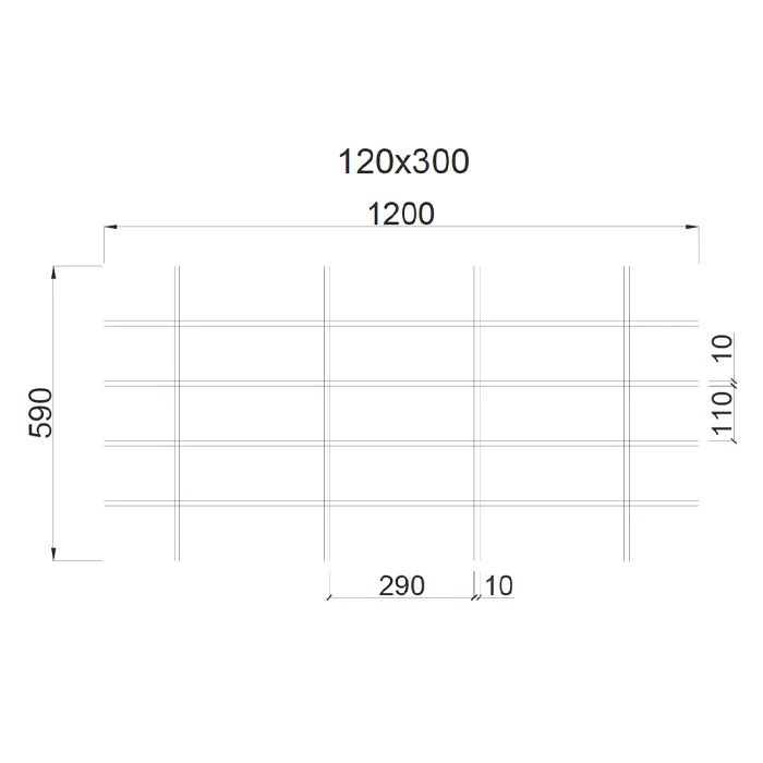 Подвесной металлический потолок Грильято Жалюзи ячейка 120х300мм